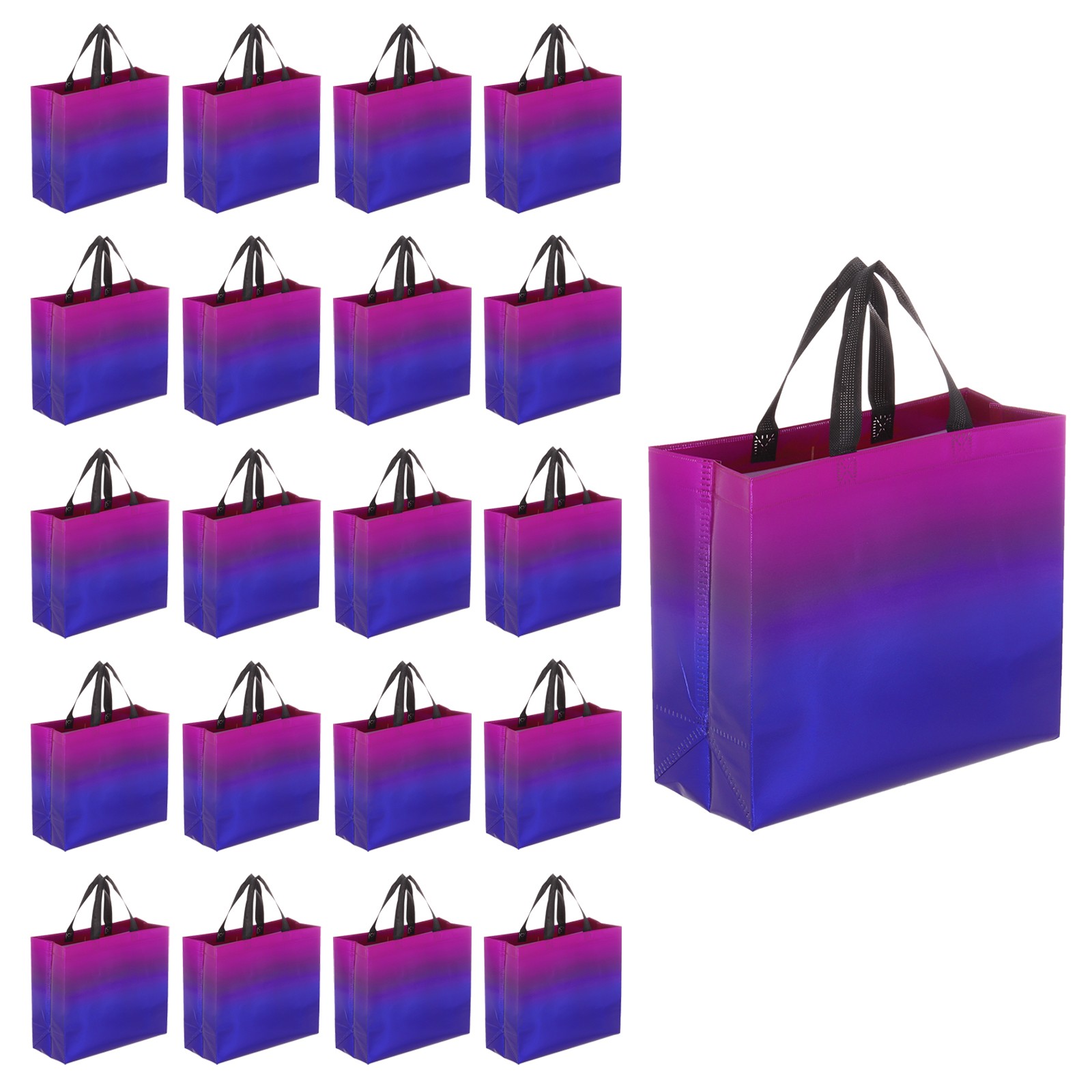 24Pcs Reusable Gift Bags with Handles 10.6 x 13 Inch Gradient Purple