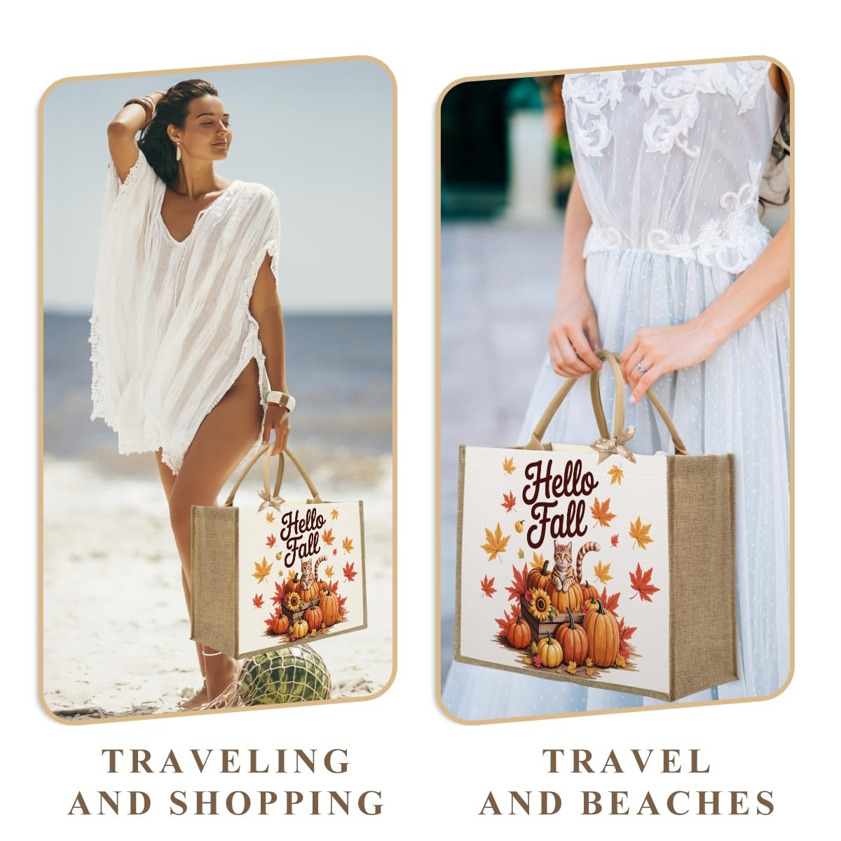 CHQIUCR Autumn Pumpkin Canvas Tote Bag Large Reusable Grocery Bag 16.7×12.5×7.5