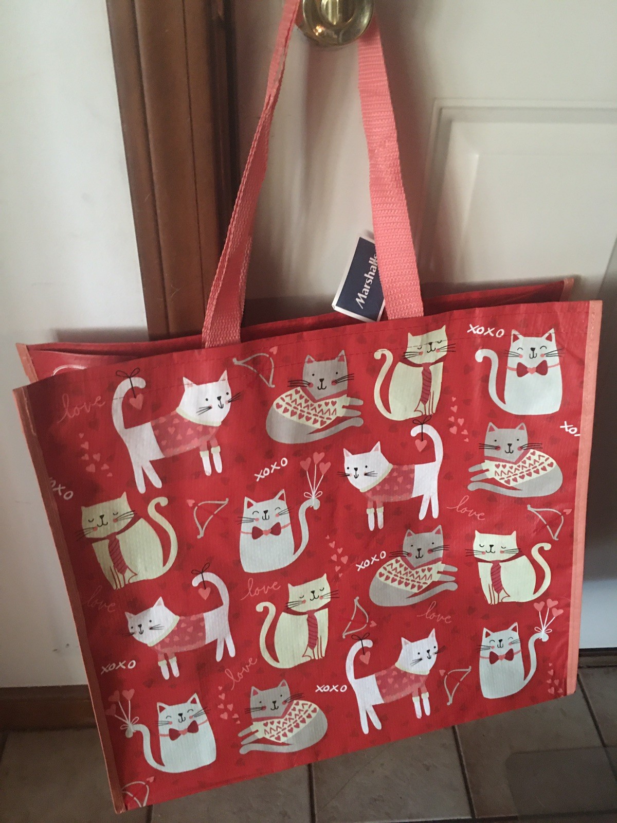 Kitty Hearts~Valentine’s Day Cats~Large Reusable Shopping Tote Eco Gift Bag NWT