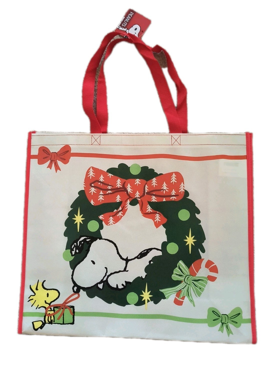Snoopy & Woodstock Christmas🎄 X-Large Reusable Shopping Gift Bag with Handle 🆕