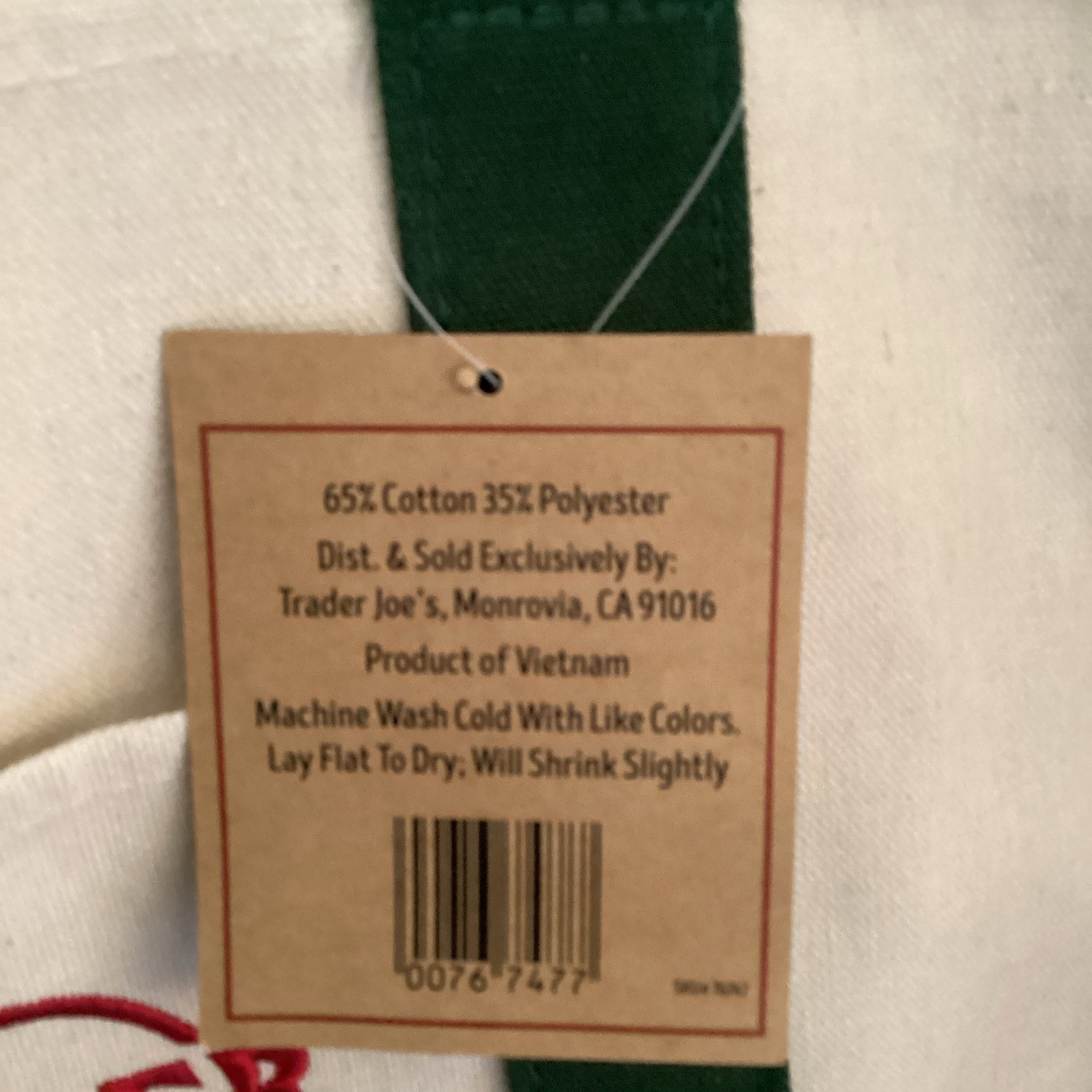 Trader Joe’s Mini Canvas Tote Bag Green/Beige Cotton Blend Reusable Strap