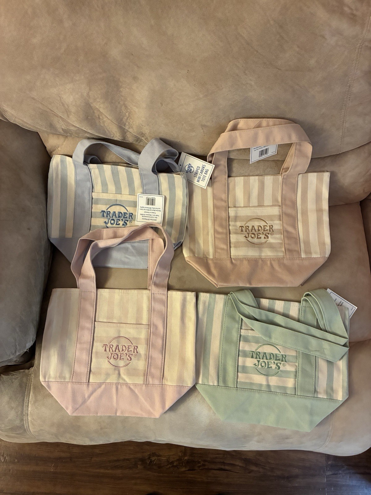 NWT! Trader Joe’s Striped Mini Tote Bags Set of 4 Limited 2026 Summer Edition