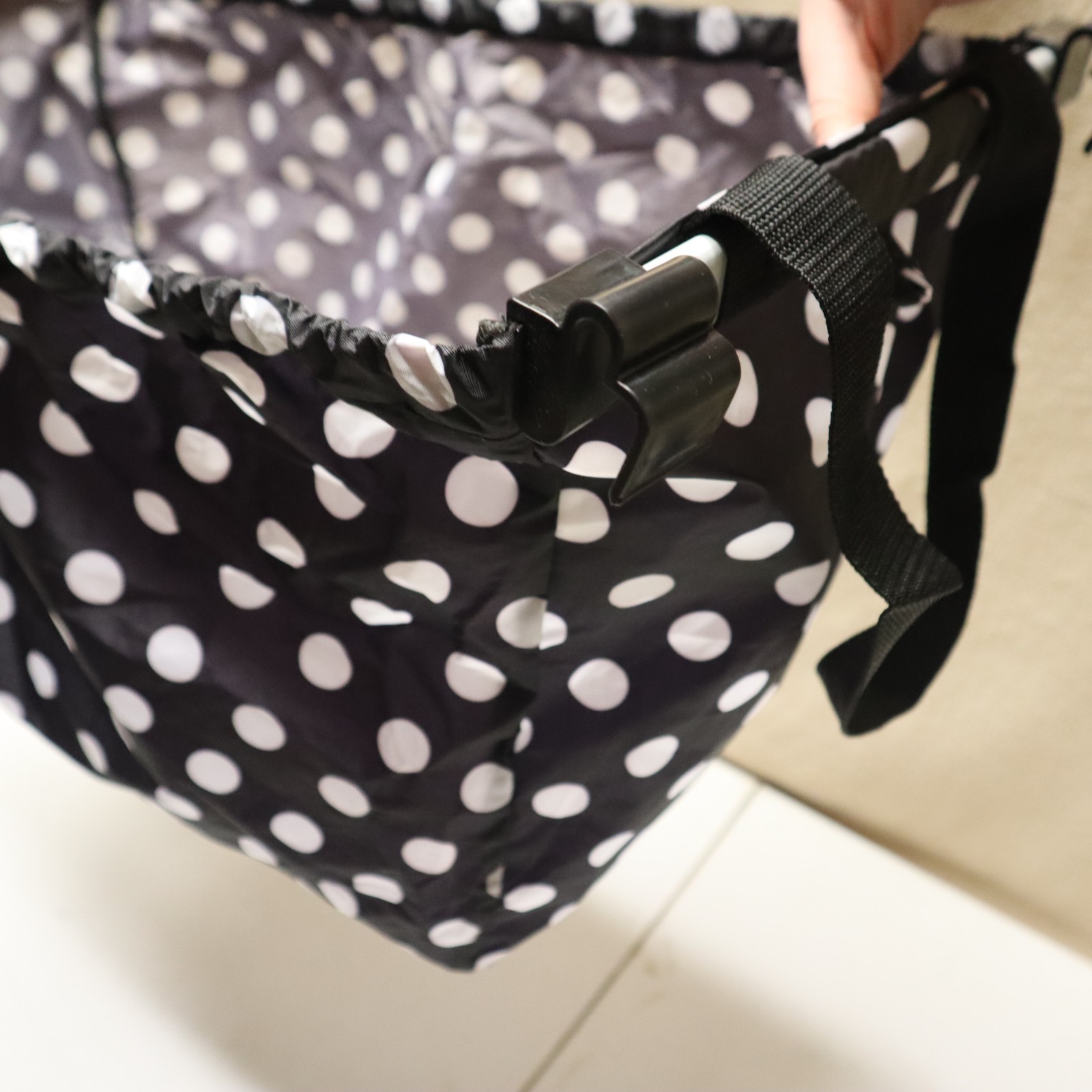 PAMPERED CHEF CLIP ON Expandable Nylon SHOPPING CART Tote Bag Fits In Your Buggy