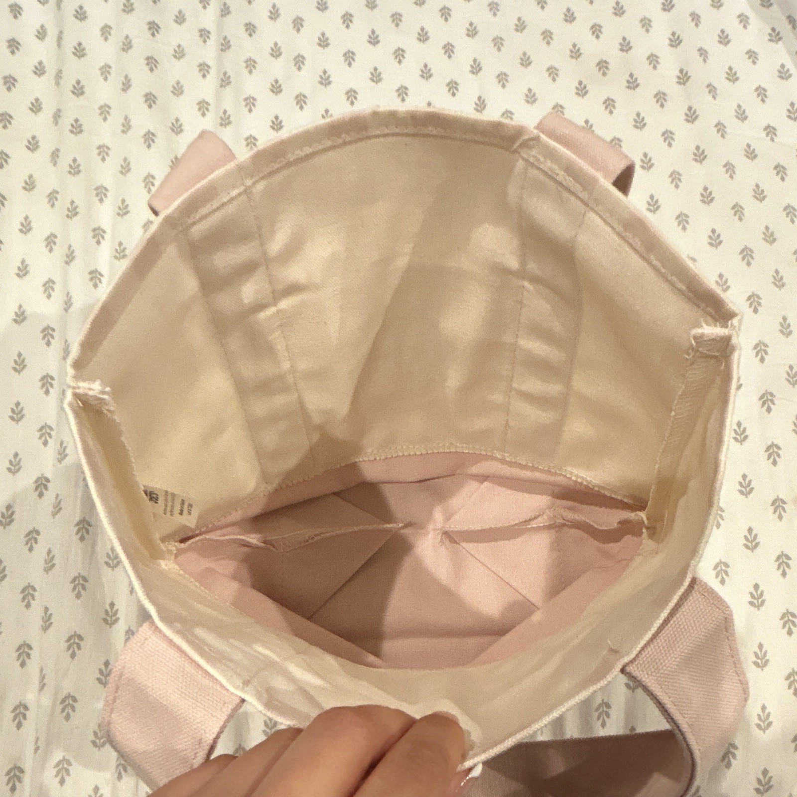 Trader Joe’s Canvas Tote Bag Striped Mini Pink/Beige 13x6x10 in