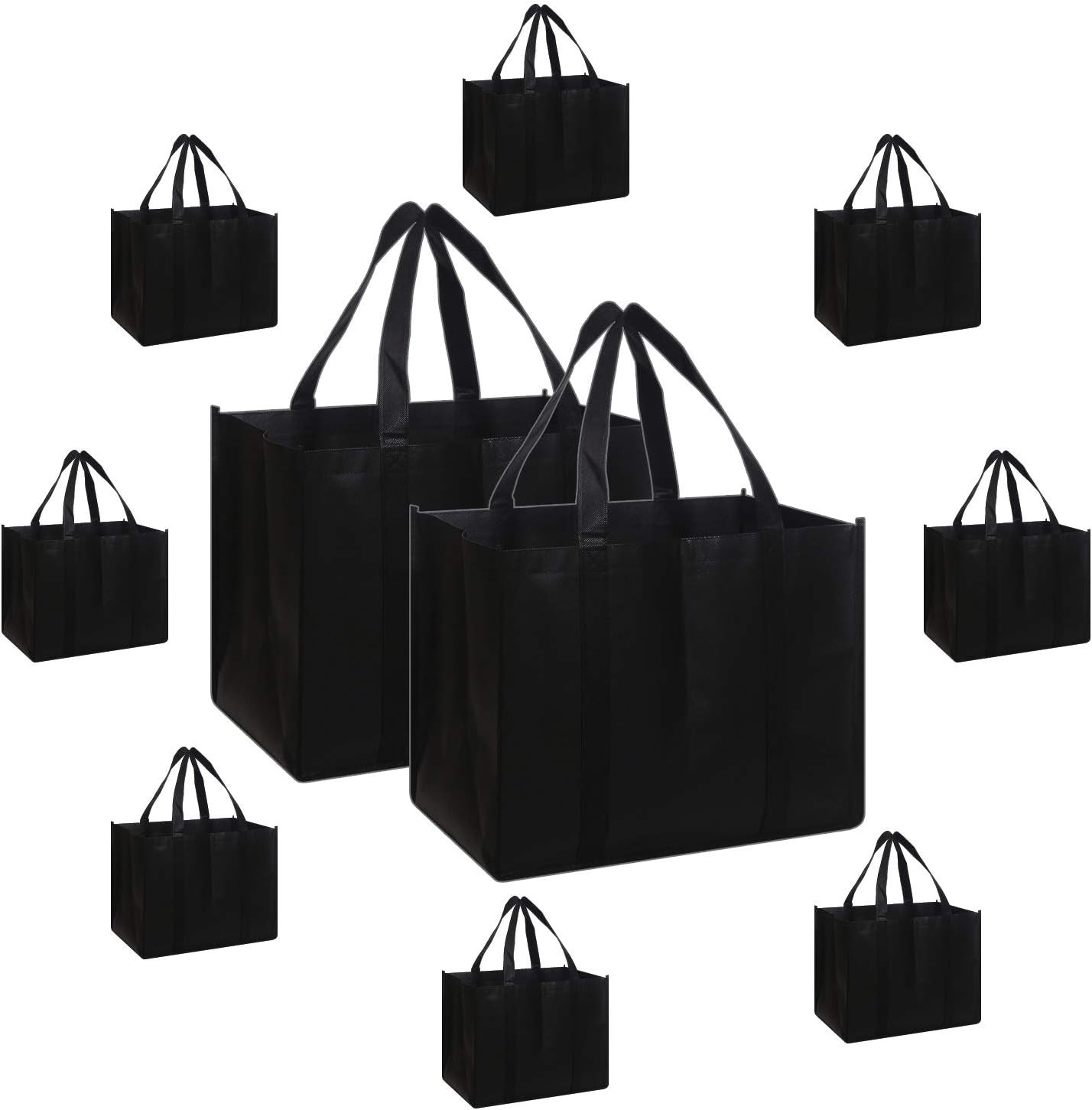 Set of 10 Reusable Grocery Bags Extra Large Foldable Heavy Duty Shopping Tote Pr