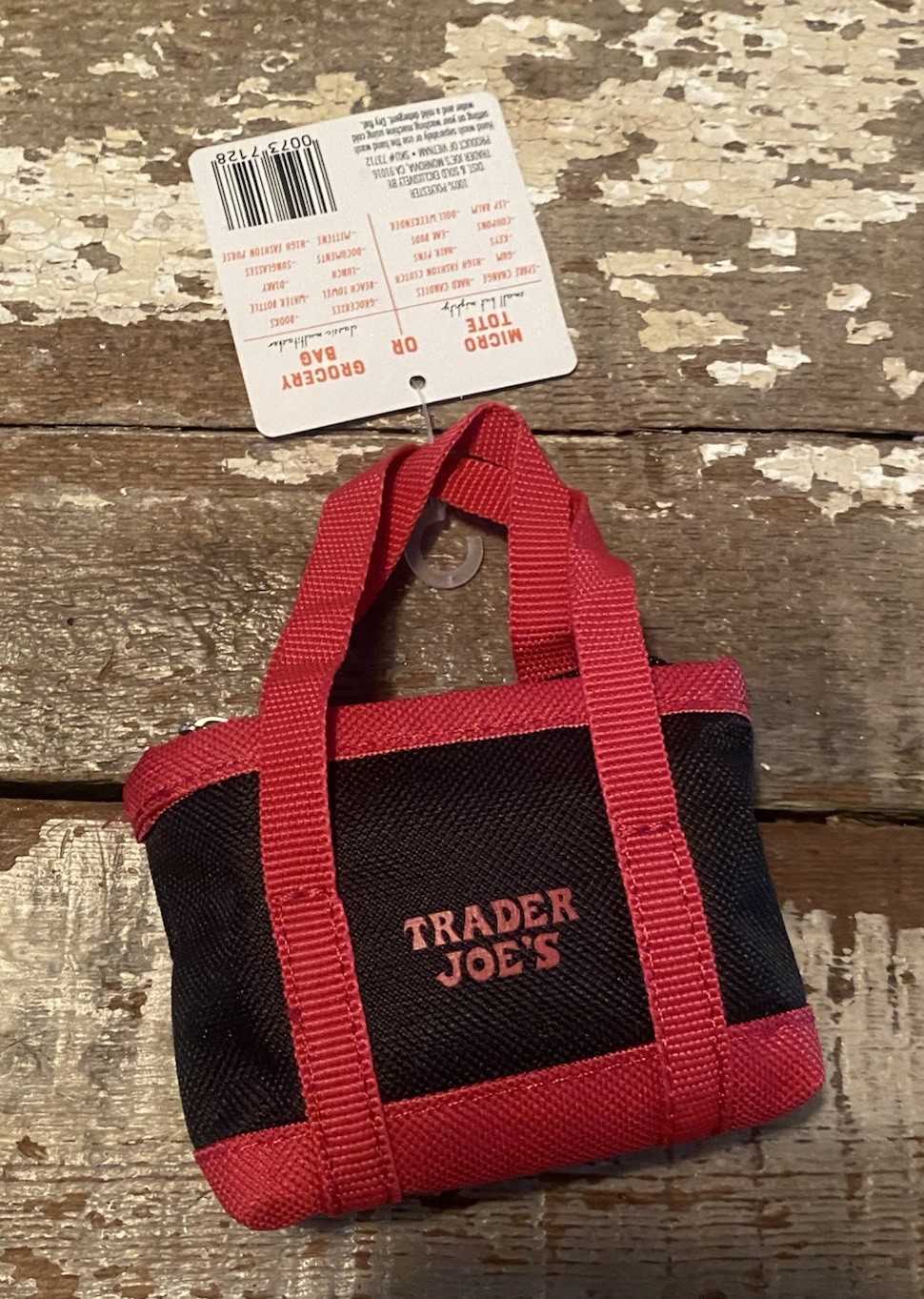 Trader Joe’s Black Micro Tote Grocery Bag 2 In 1 Mini Red Travel Purse New Best