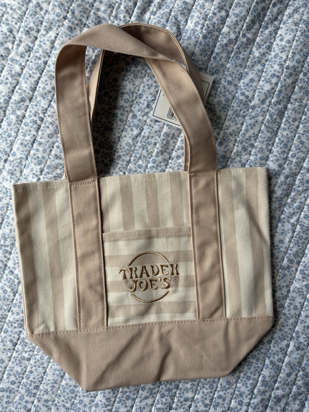 Trader Joe’s Reusable Tote Bag, Beige/Tan, Stripe Design, Striped