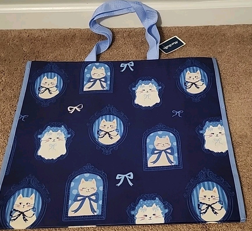 Marshalls – Portraits Of Fancy Cats & Ribbons – Large Reusable Shopping Tote Bag