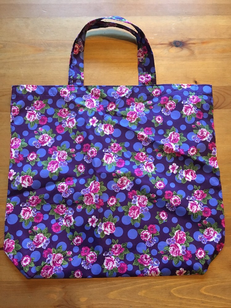 Purple Flower Pattern Re-Usable Shopping Bag Lightweight Tote Handbag 15.75”