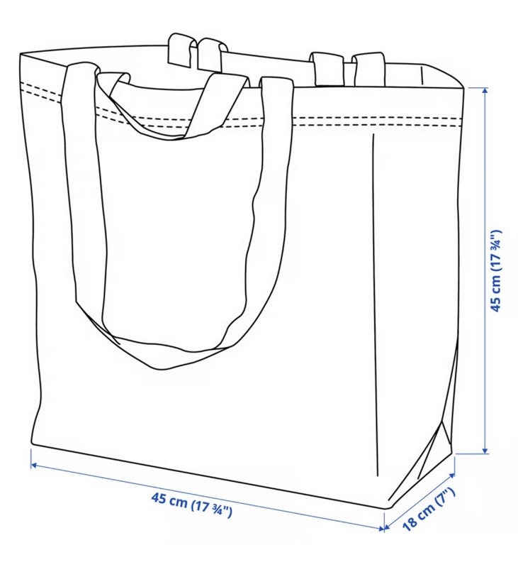 3 Pack – IKEA Frakta Medium Blue Shoppin Bags Reusable Durable 10 Gallon