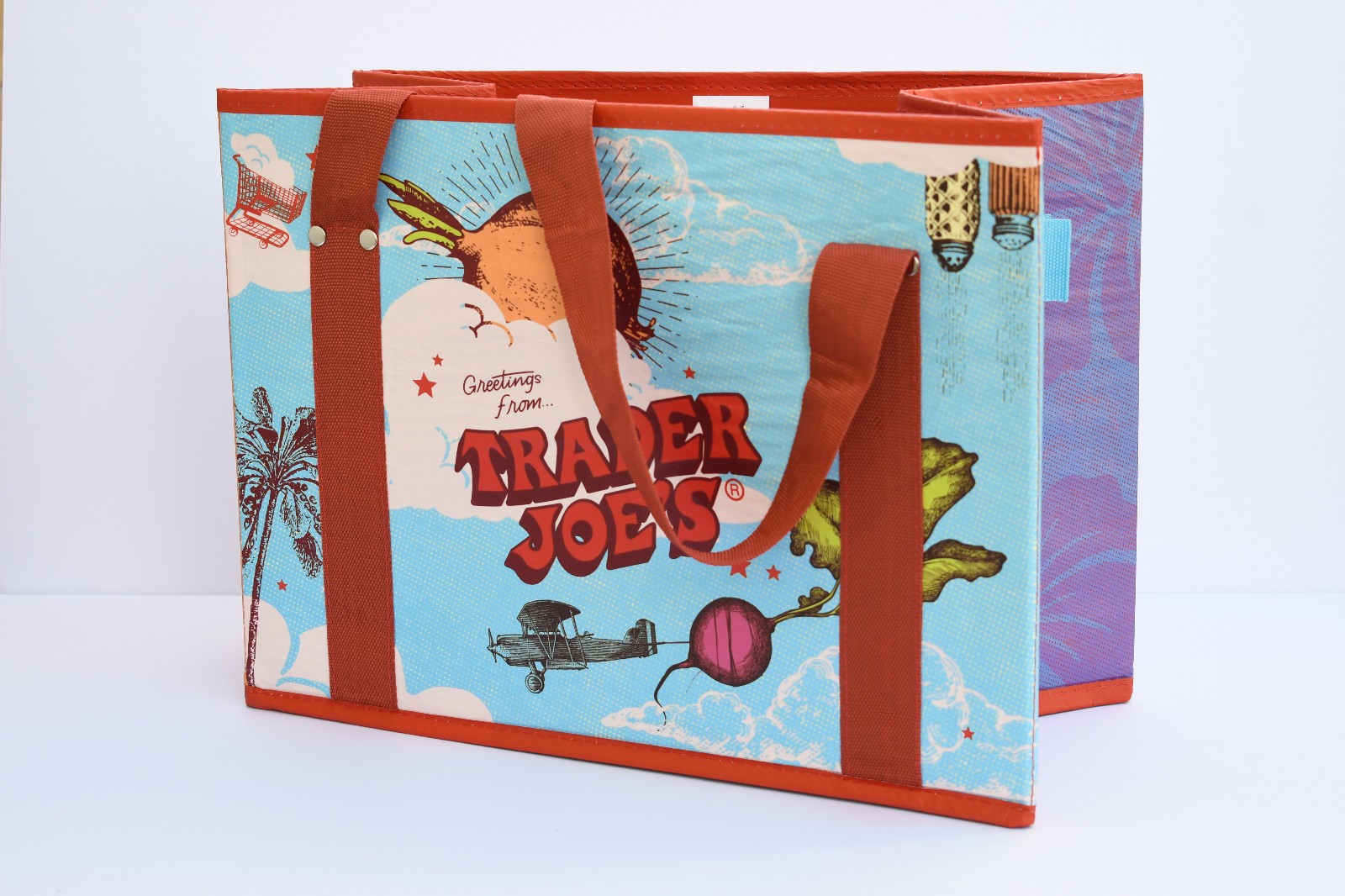 New Trader Joe’s Stand Up Collapsible Reusable Grocery Tote Shopping Bag
