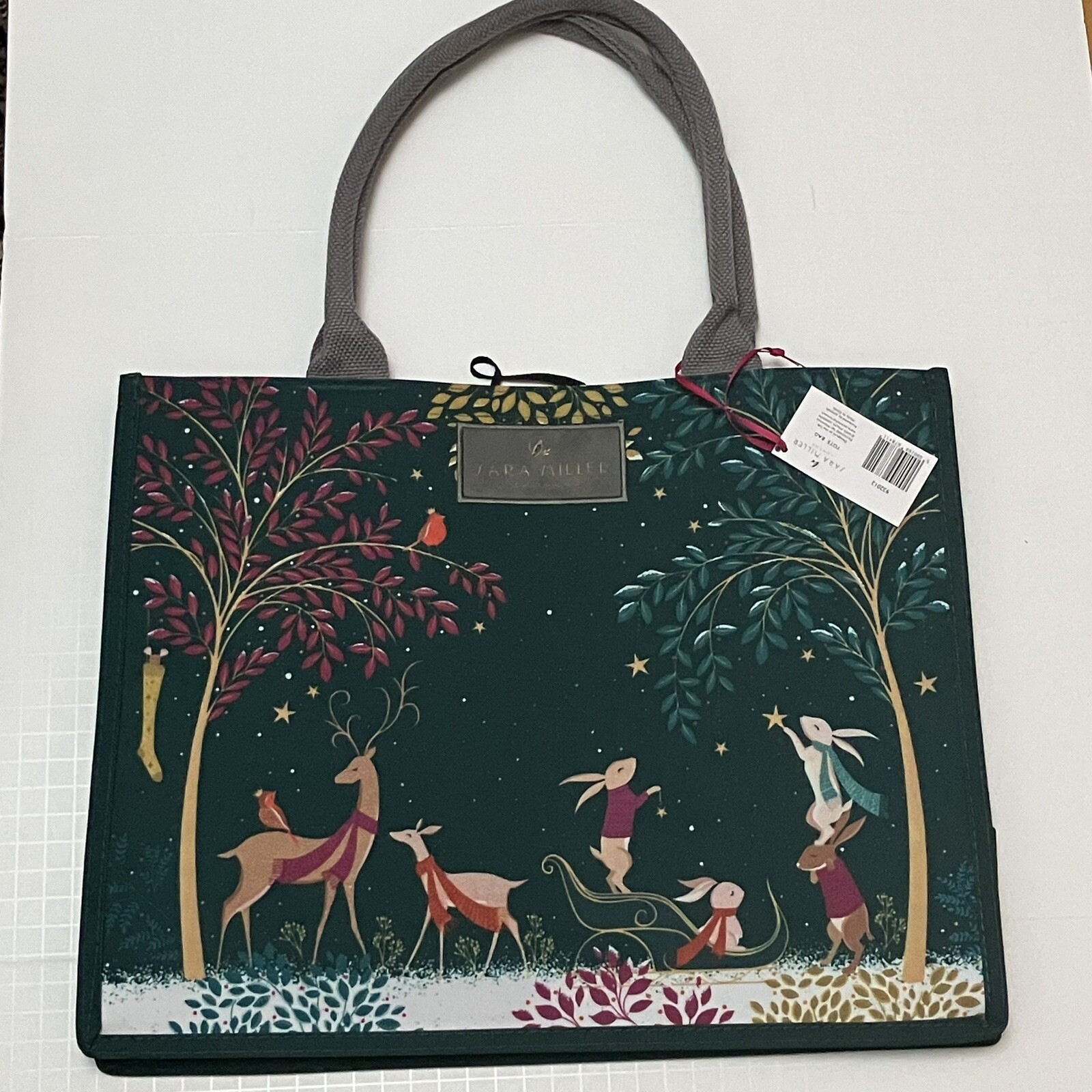 Waitrose Sara Miller Christmas Bag London Robin Bunny Deer Green Holiday 2024