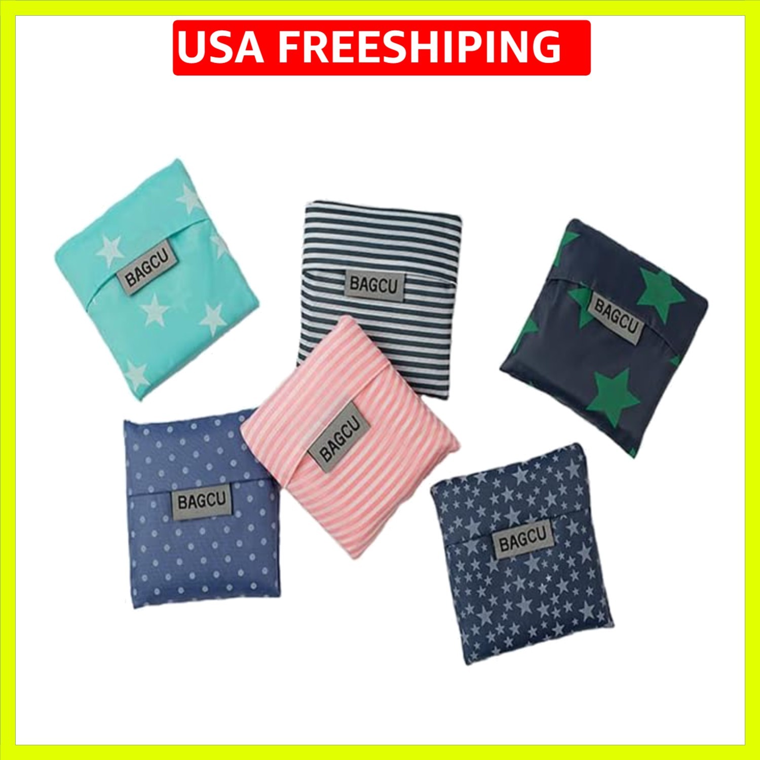 Cloth Tote Bags, Reusable, Foldable, Recycle for Shopping, Fits in Pocket, Ec…