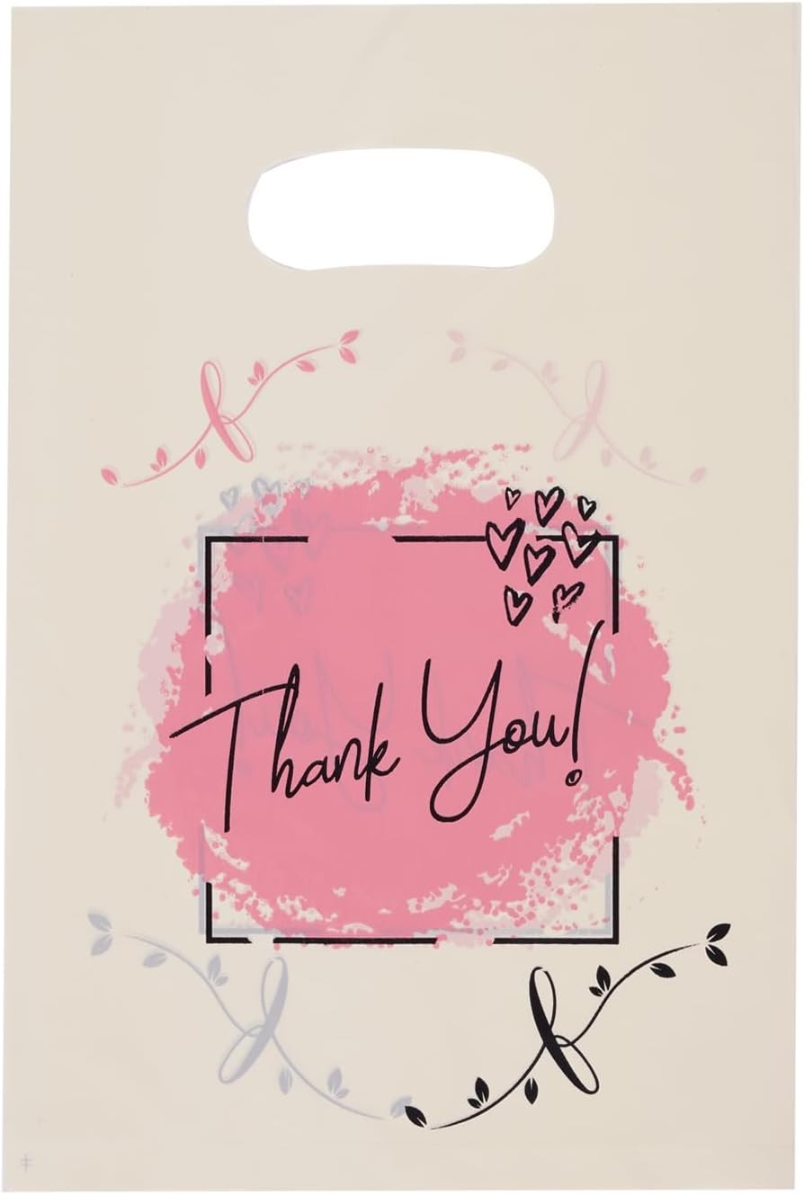 Thank You Plastic Shopping Bag with Handle Poly Die Cut Plastic Merchandise Bag