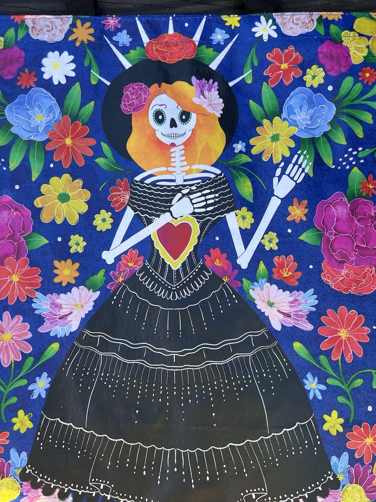 TJ MAXX Senorita Skeleton❤️ Dia De Los Muertos Large Reusable Shopping Bag Eco