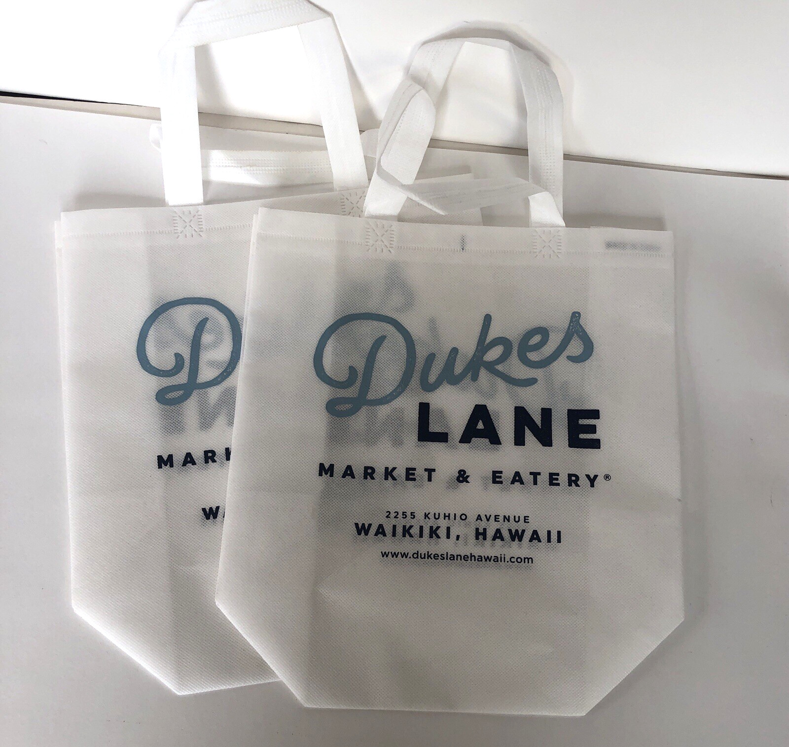Lot of 2 New Reusable Tote Shopping Bags DUKES LANE Market Waikiki Hawaii