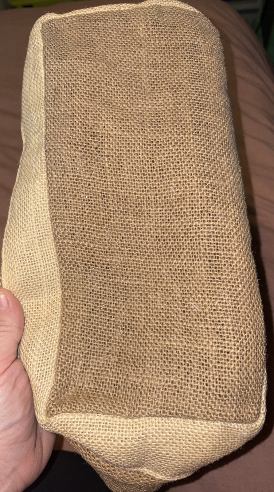 Trader Joe’s Stock Keeping Unit -95375 Jute Plastic Coated Lining Tote Bag