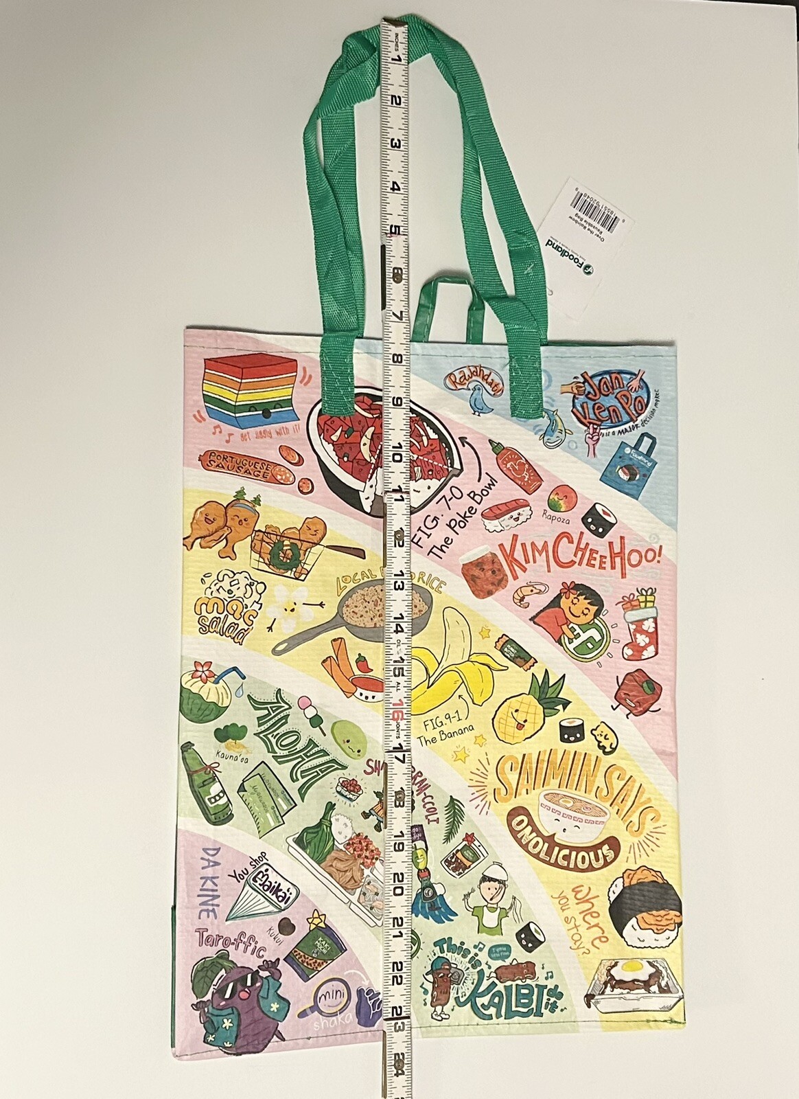 FOODLAND HAWAII Reusable Grocery Bag Shopping Tote Rainbow Limited Edition NWT