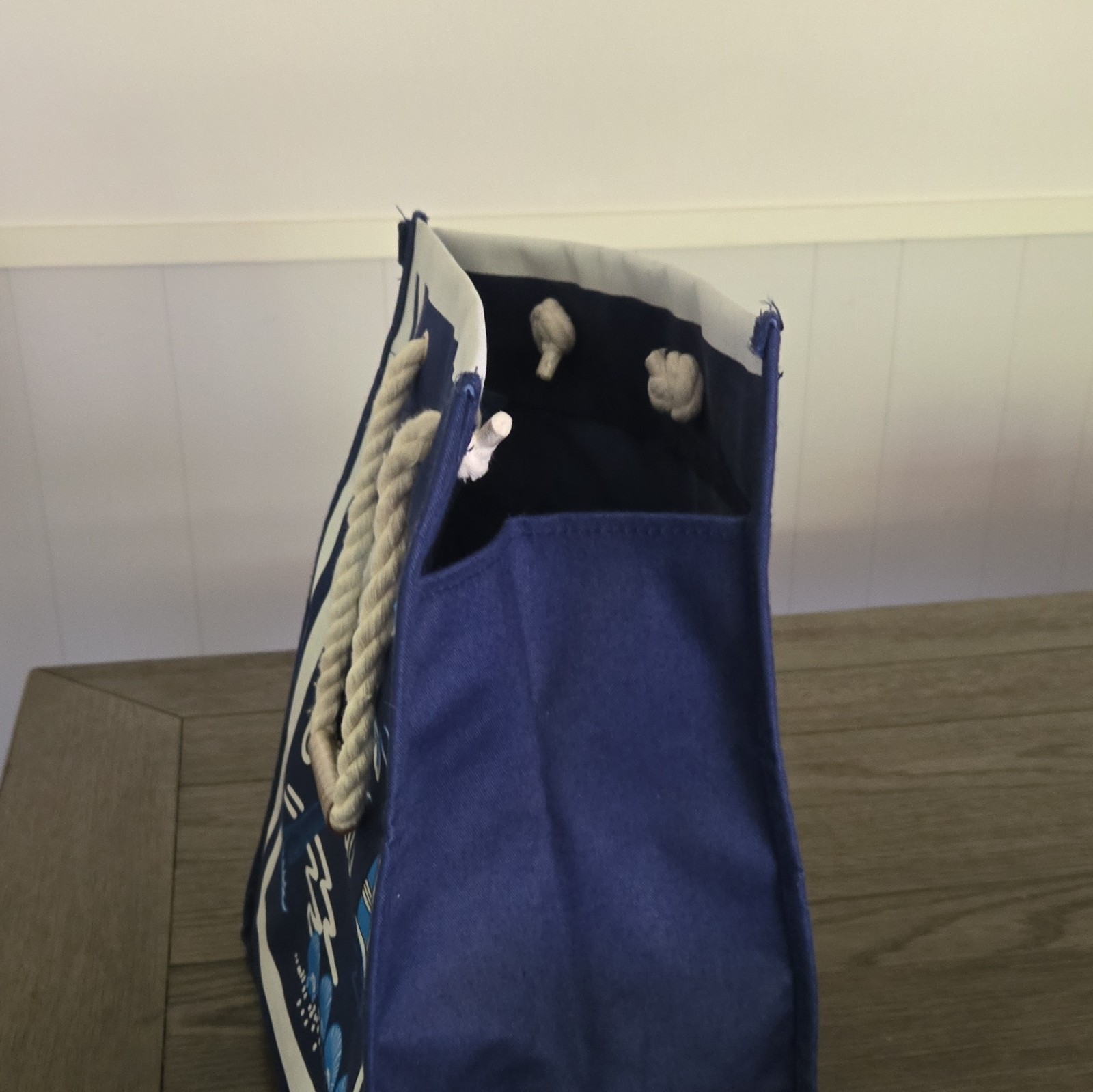 Blue/White Orlando Graphic Print Reusable Tote Bag Rope Handles 15in x 8in