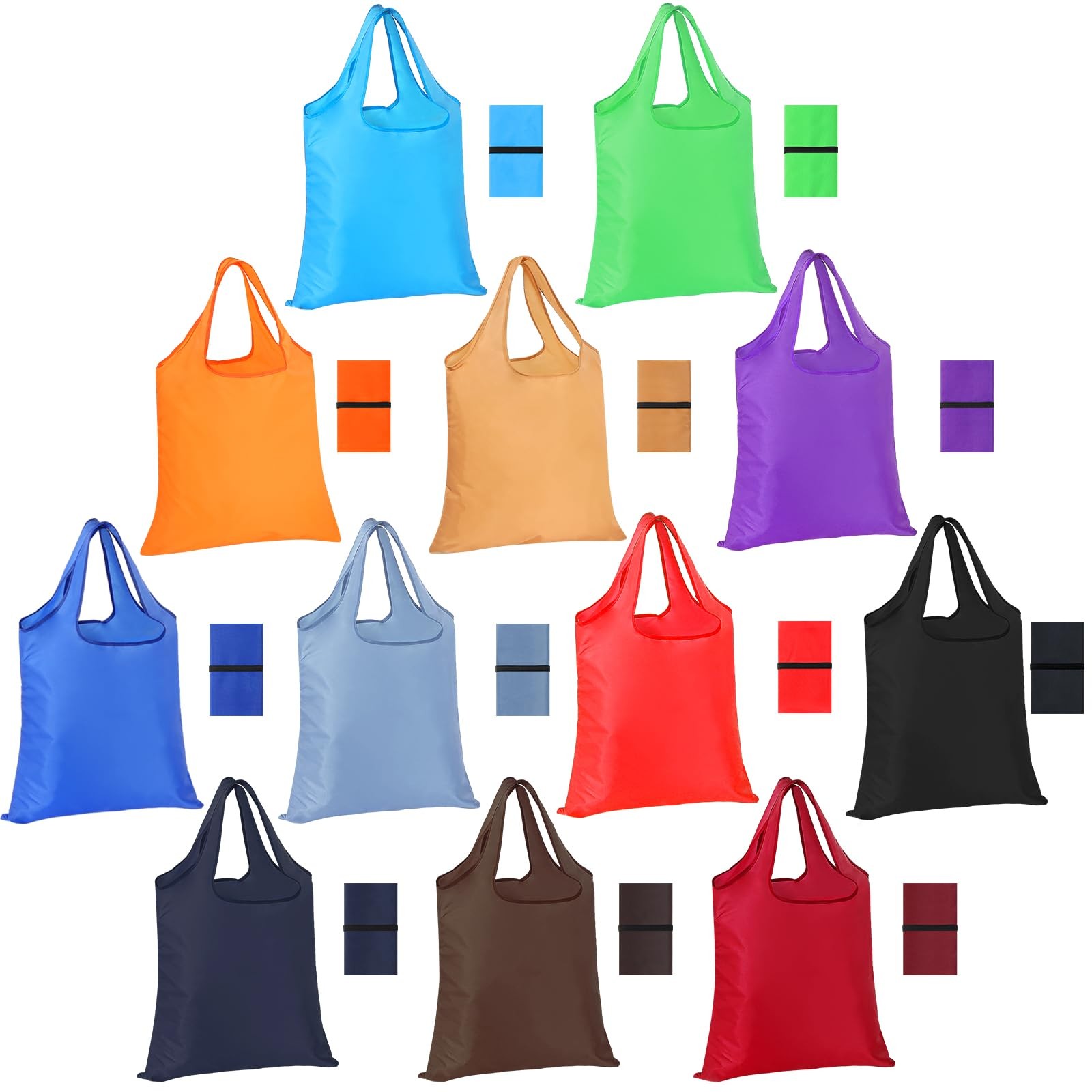 12 Pack Durable Colorful Folding Reusable Grocery Bags Large Washable Shoppin…