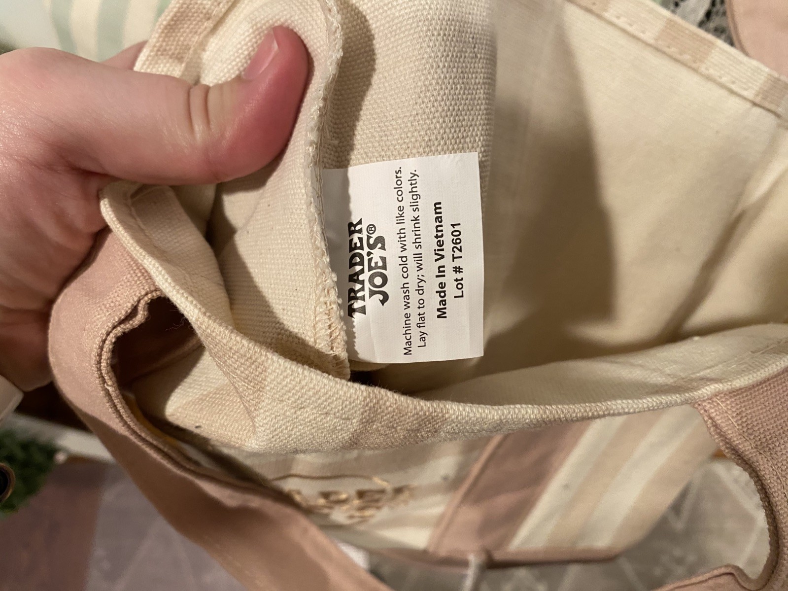 Trader Joe’s Pastel Mini Stripe Tote Bags LOT OF TWO NWT Authentic Green & Beige