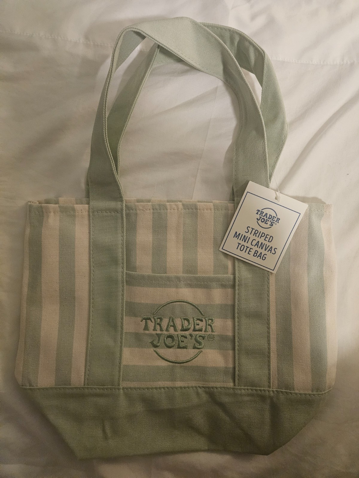 Trader Joe’s Mini Canvas Tote Bag (all colors: pink, blue, green and beige/tan)
