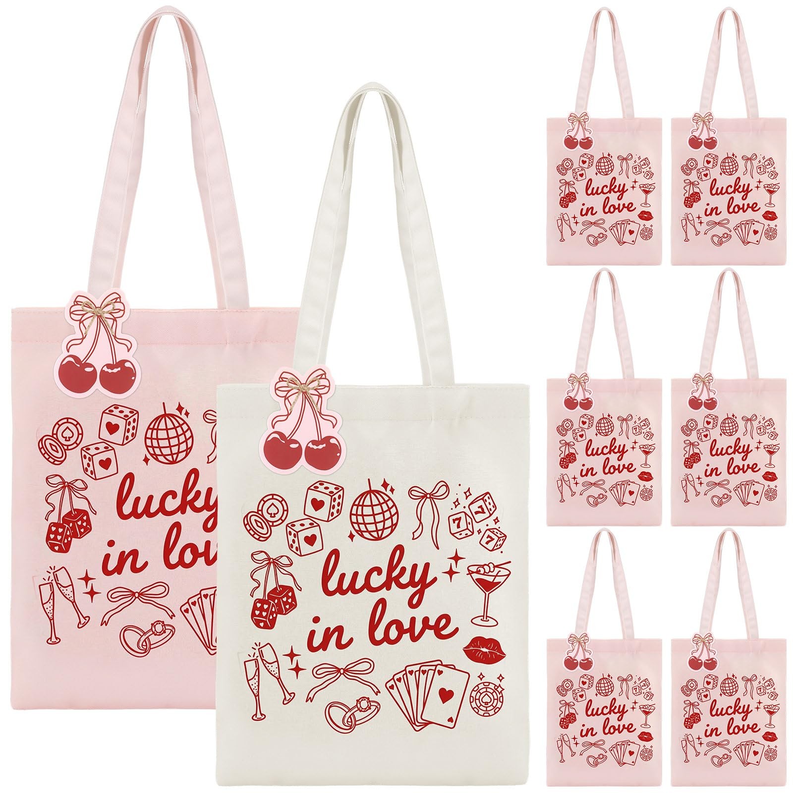 8 Pcs Lucky in Love Bridesmaid Canvas Tote Bags Bachelorette Party Favor Gift…