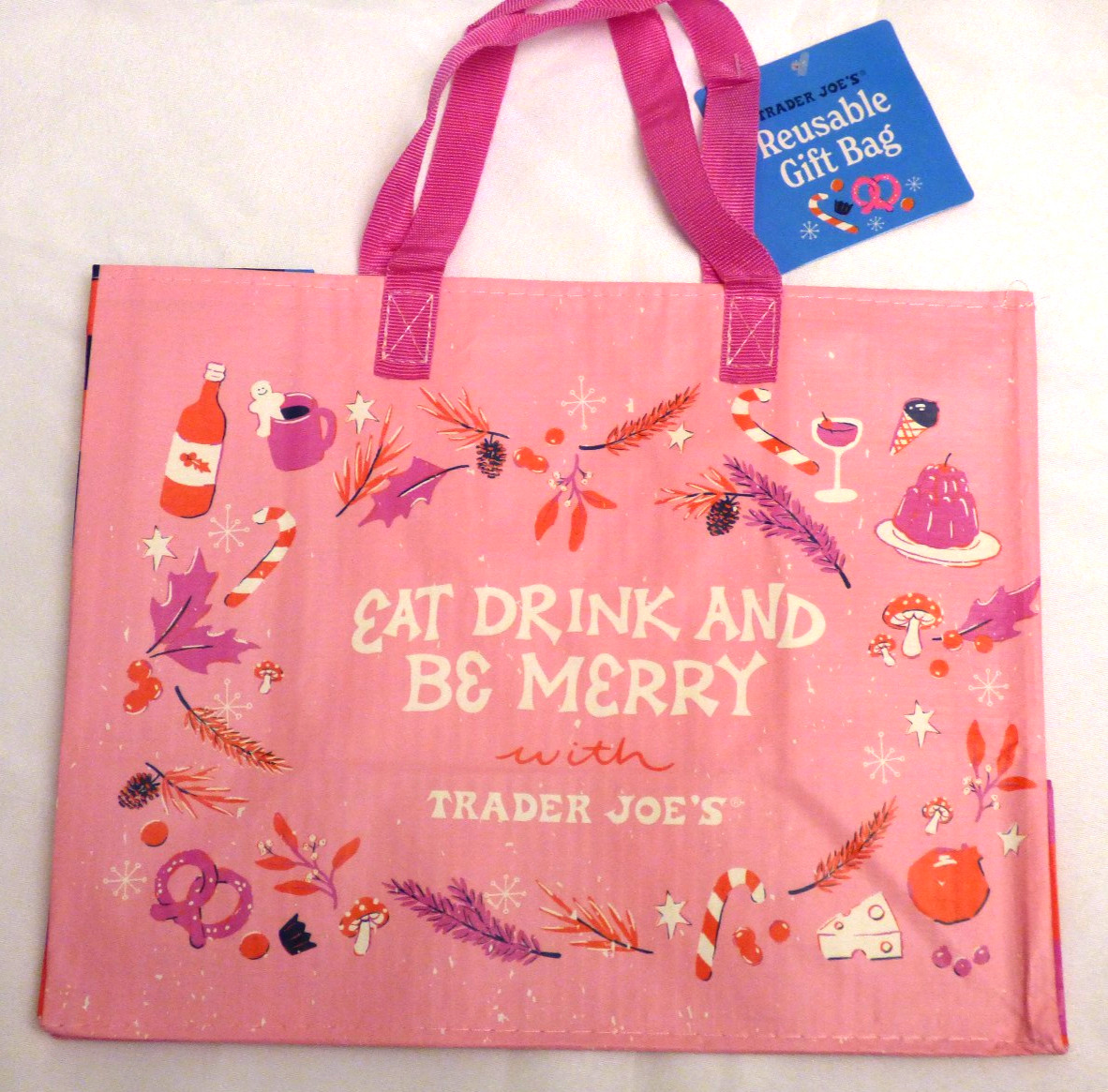 Trader Joe’s – Reusable Gift Bag – Pink – Holiday 2025 – Limited Edition