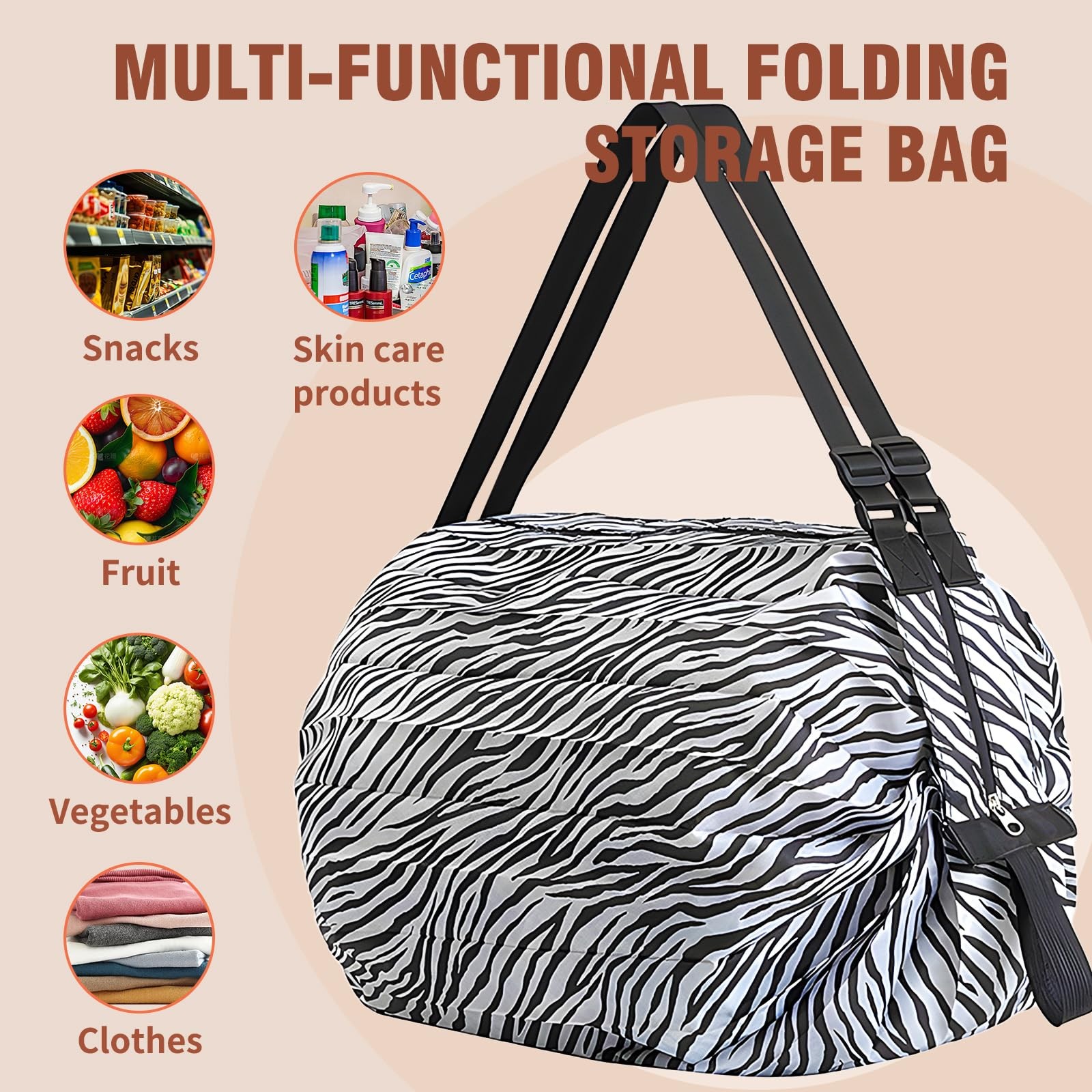 Foldable Reusable Grocery Bags, Heavy Duty Waterproof Shopping Bags, Portable…