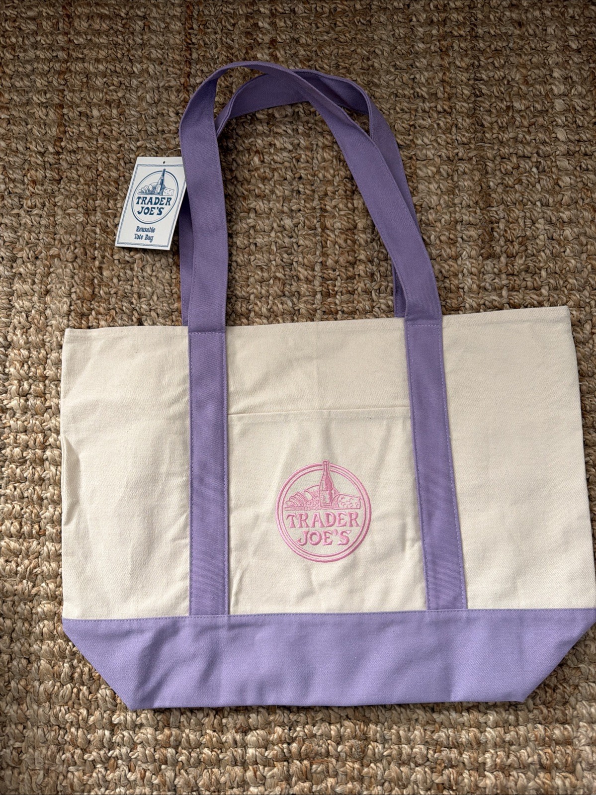 Trader Joe’s Large Canvas Tote Reusable Grocery Beach Bag NEW