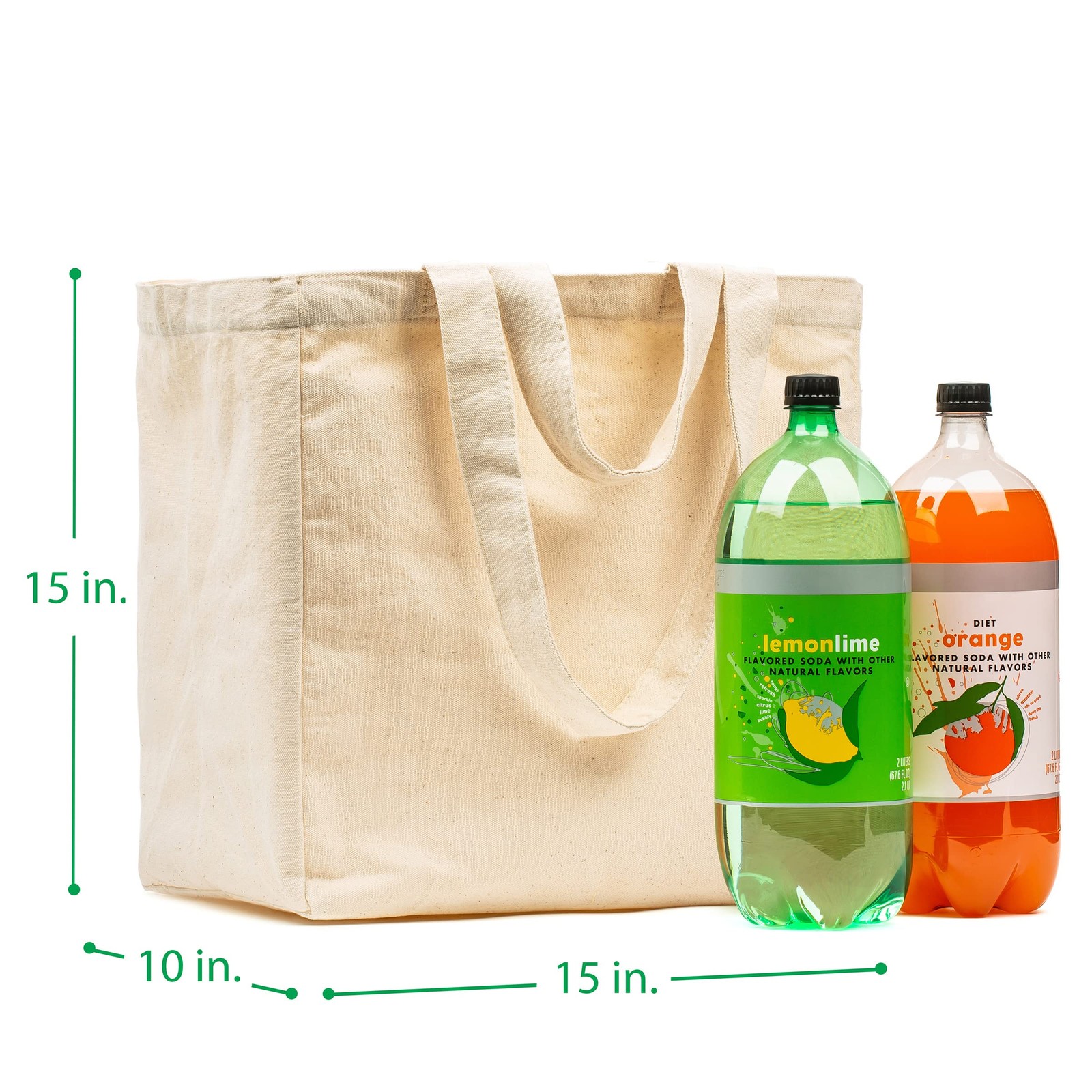 3pc Canvas Grocery Bags with Pockets, Shoulder Straps – Foldable, Washable He…
