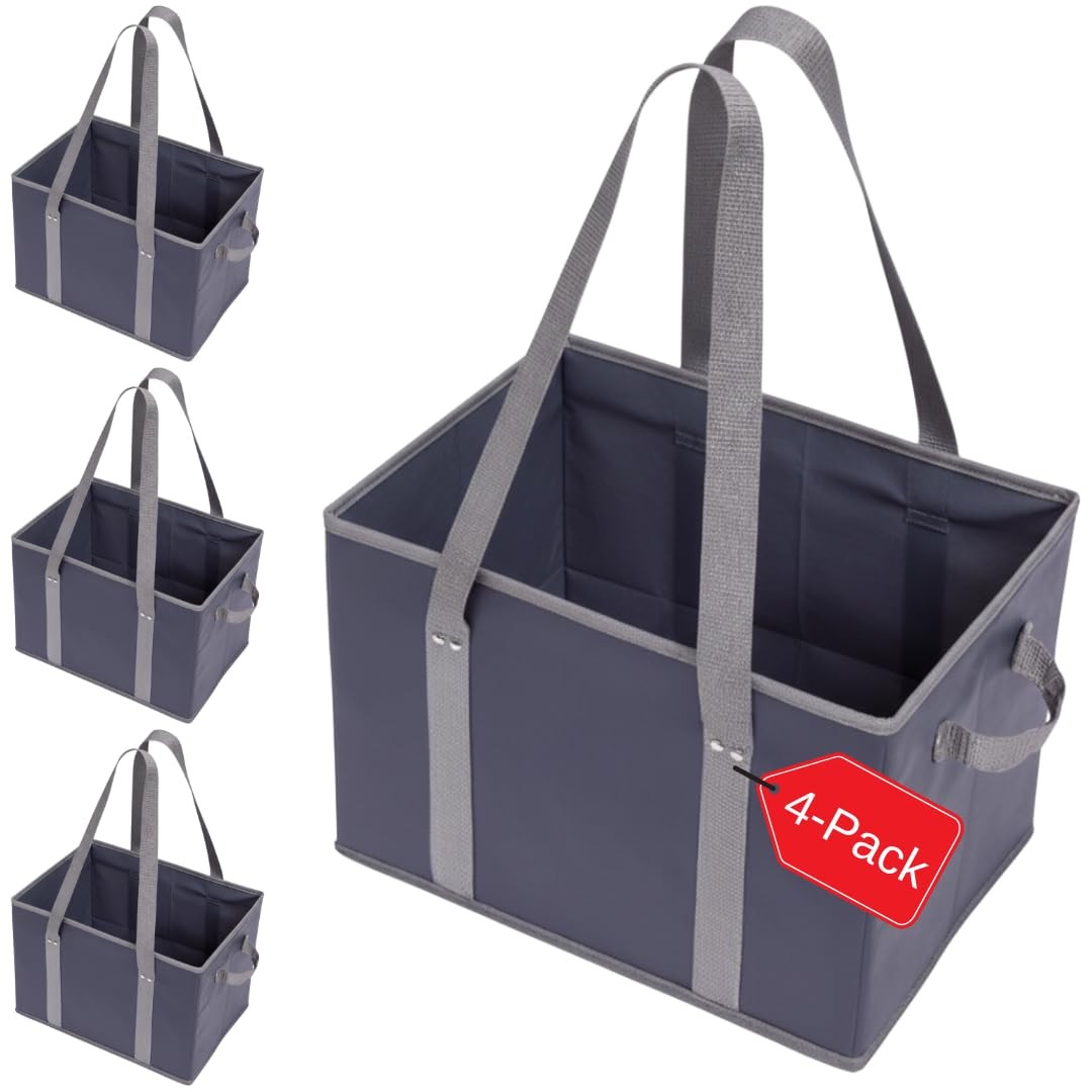 BAG-THAT! 4pk Reusable Grocery Bags Shopping Bags Tote Box Large Heavy Duty G…