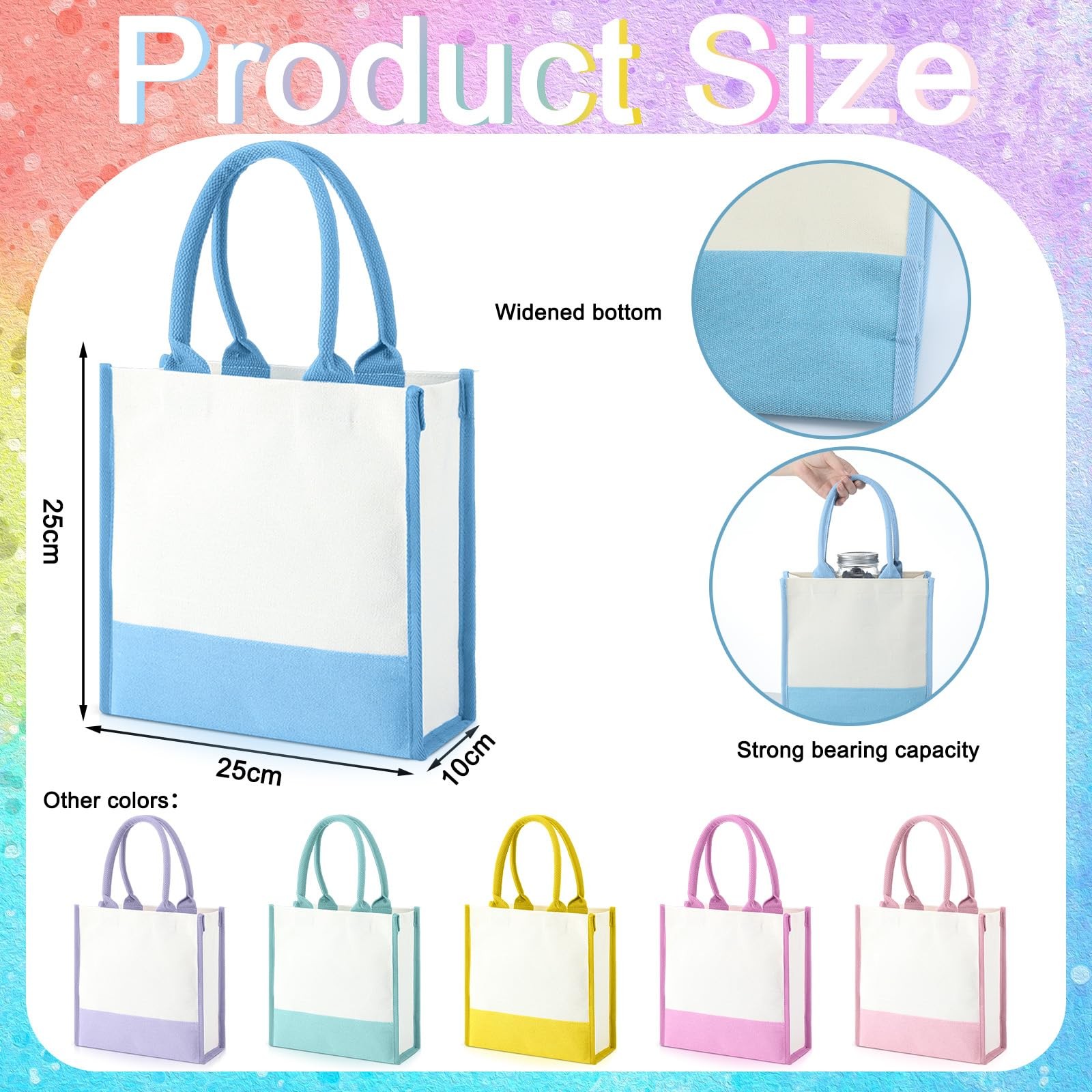 6 Pcs Mini Canvas Tote Bags Color Small Canvas Tote DIY Mini Shopping Sublima…