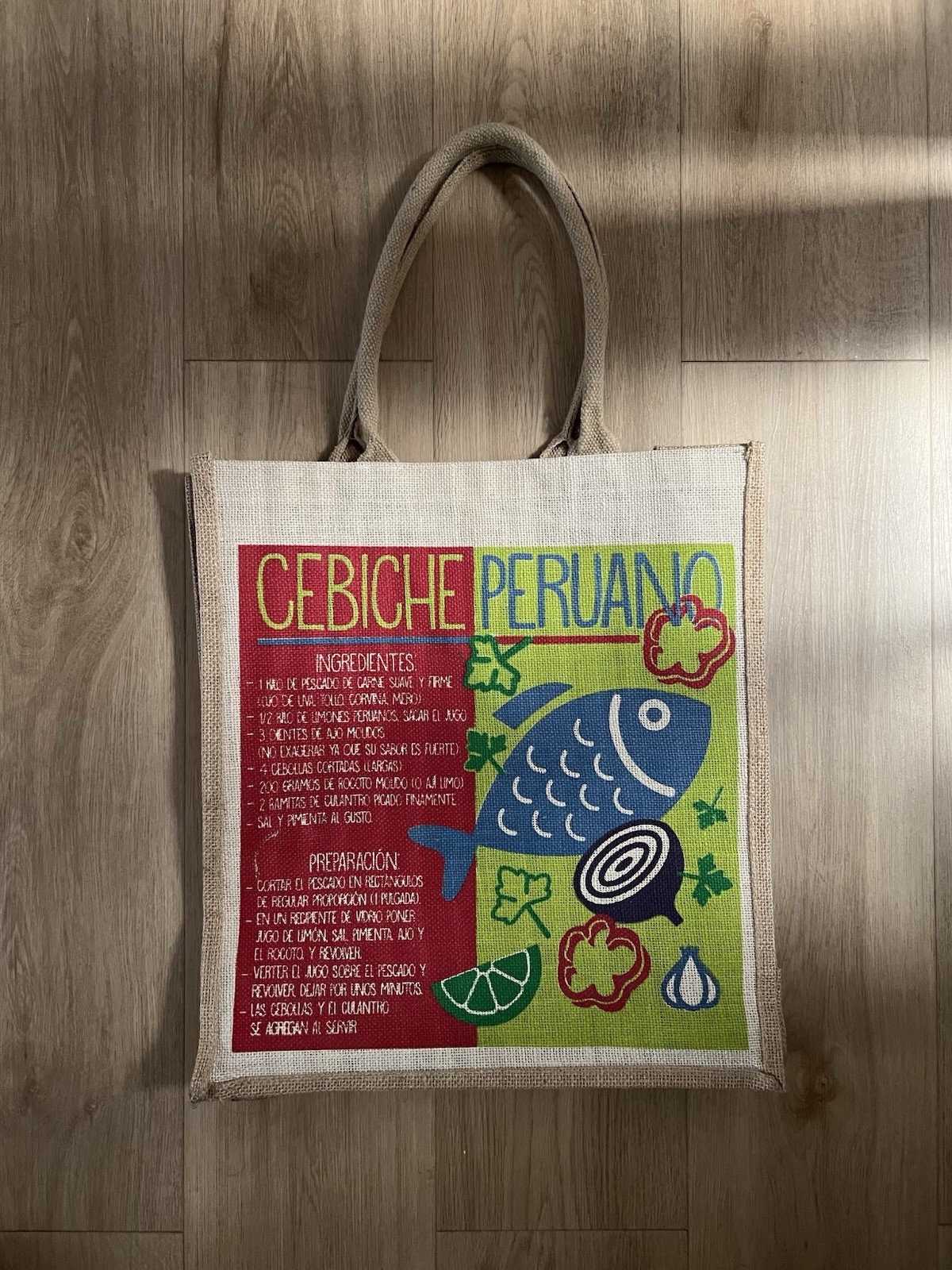 Reusable Tote/Jute Bag Farmers Market Burlap Vibrant Shopping Bag Peruvian