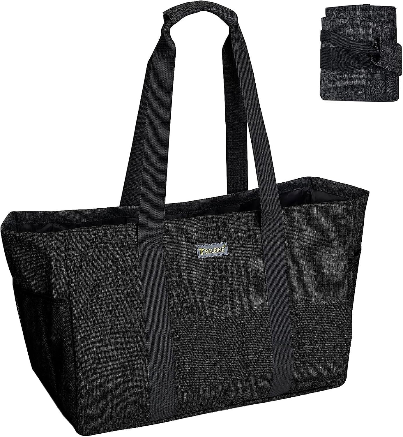 Soft 9 Gallon Extra Large Utility Tote, Foldable Reusable Storage Bag (Charcoal