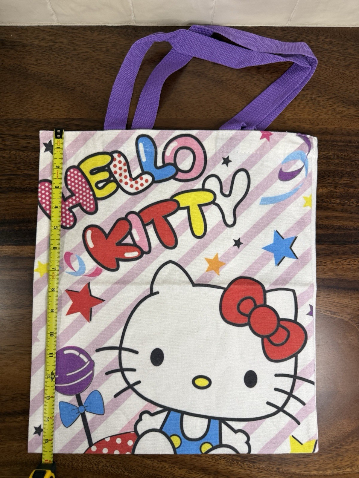 Hello Kitty Reusable Canvas Tote Bag With Handles Grocery Shopping School Bag