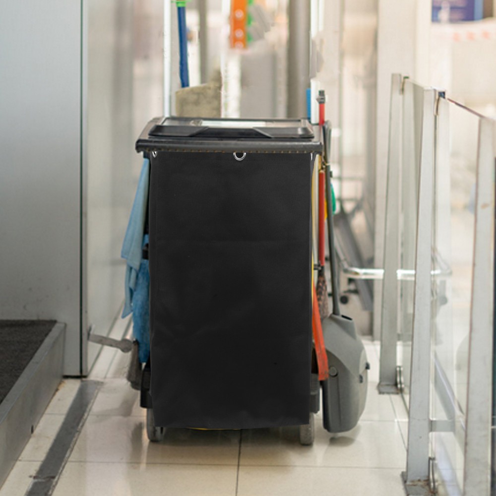 Replacement Cleaning Cart Bag Black Oxford Cloth With Reinforced Metal