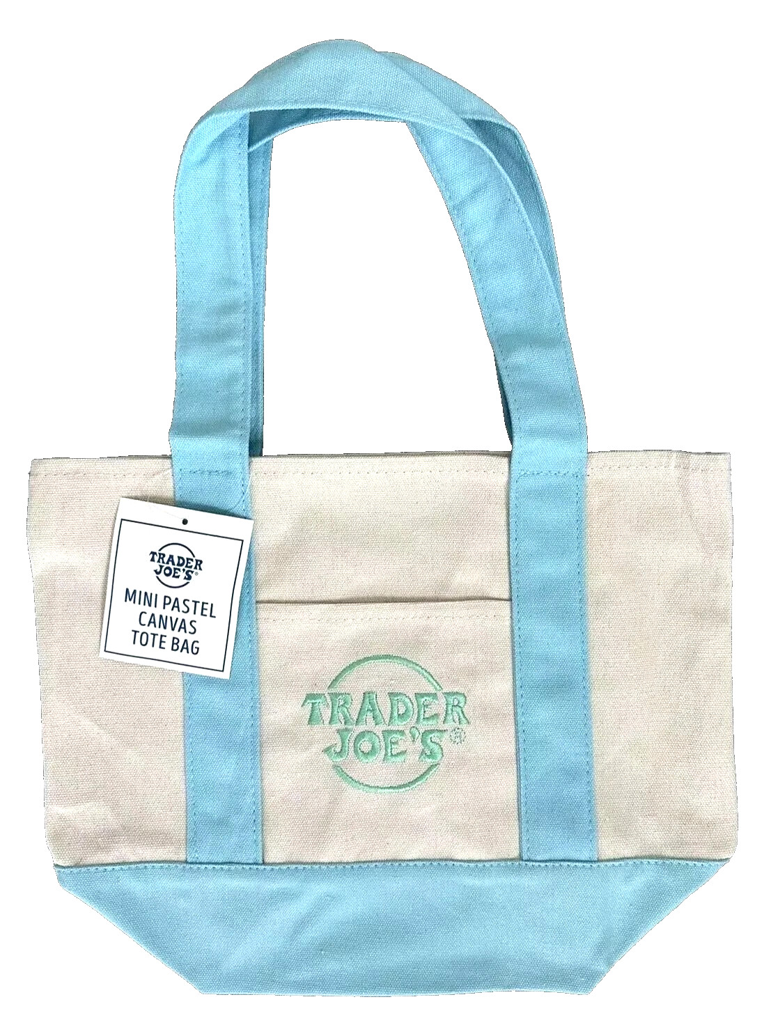 Trader Joe’s Mini Pastel Canvas Tote Bag Light Blue Baby Blue