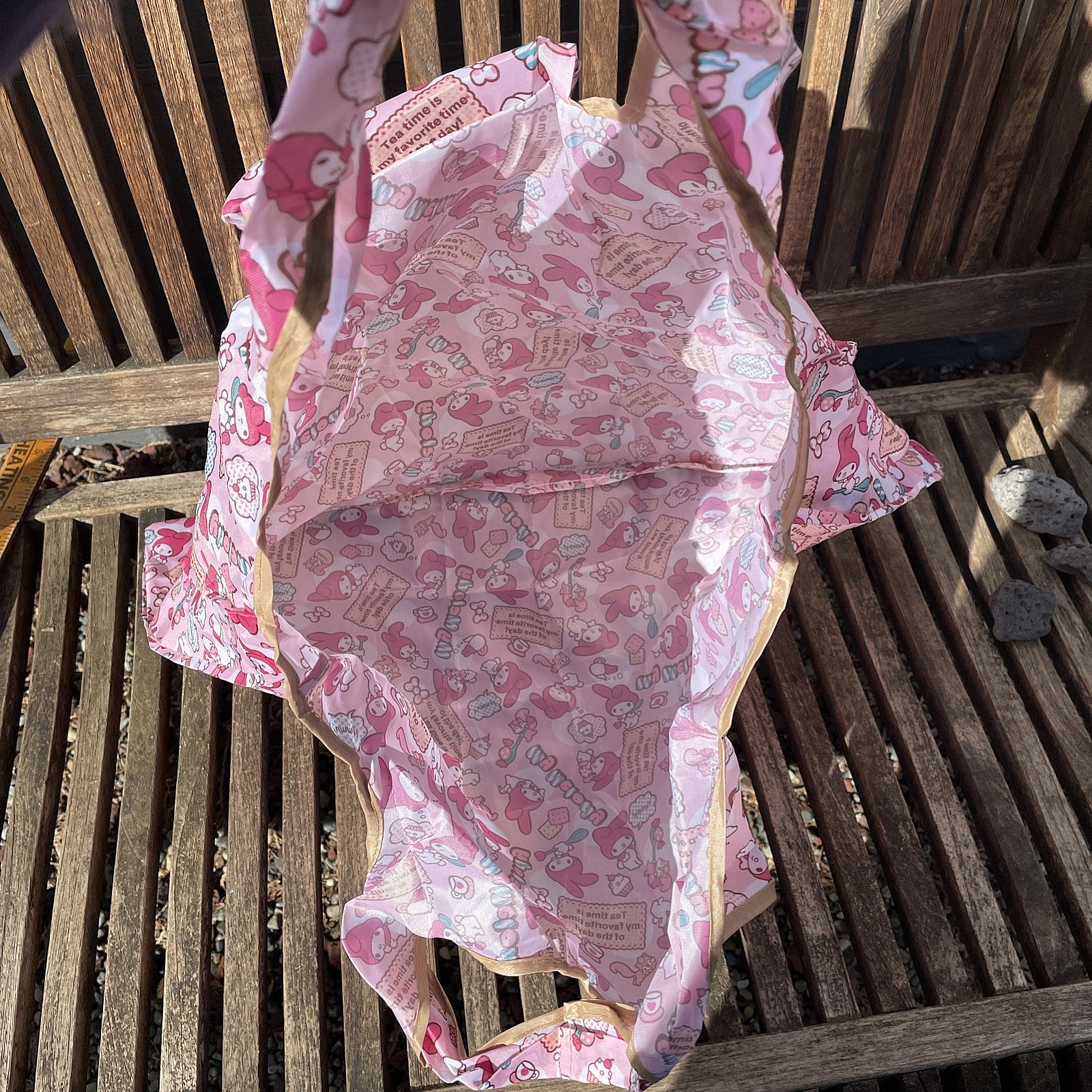 Sanrio My Melody Reuseable Shopping Tote Bag Reuseable Fold Up Compact Tea Time
