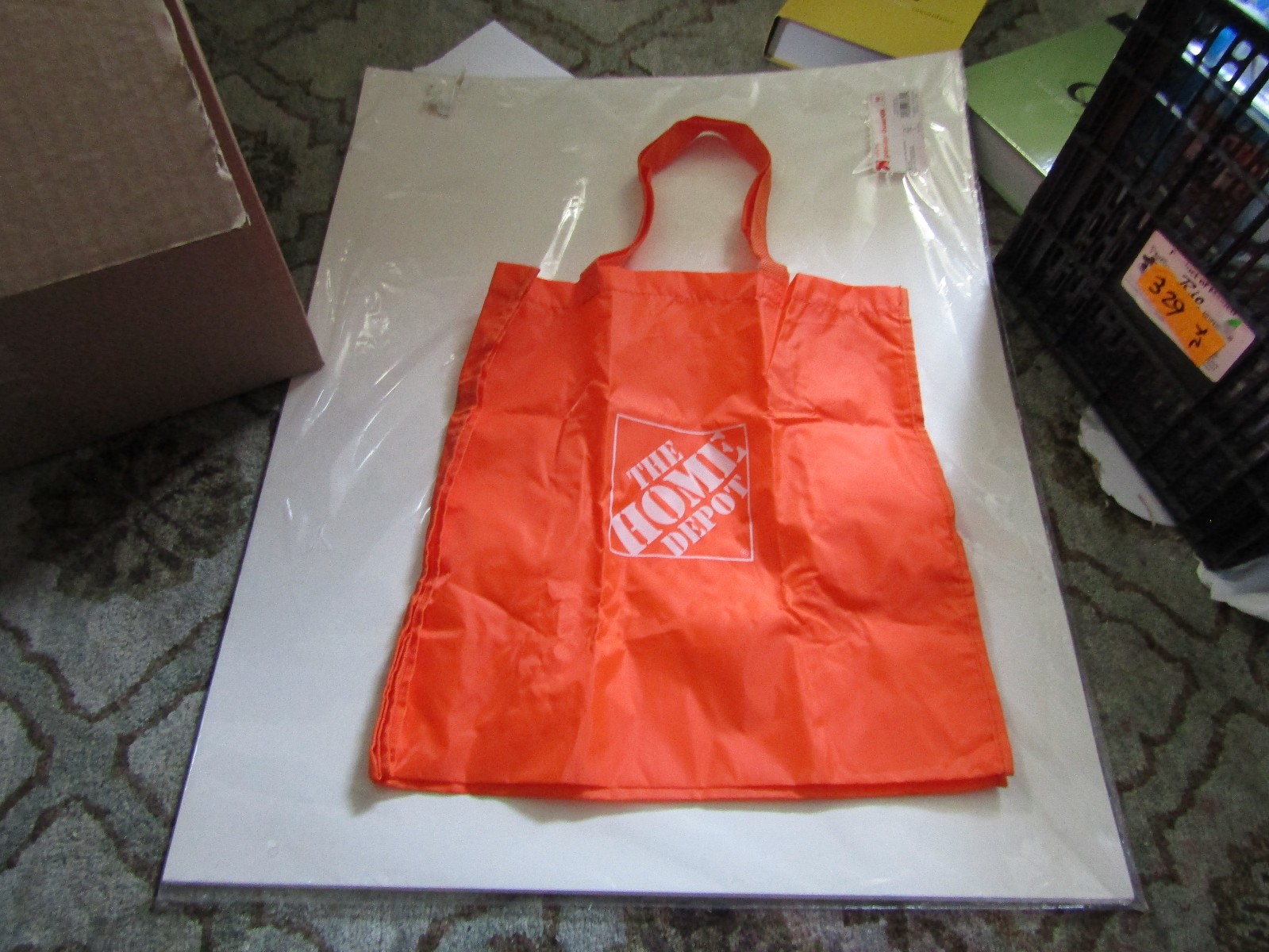 Home Depot Reusable Shopping Bag Heavy Duty Orange 7.25″W x 15.5″H New 1PC