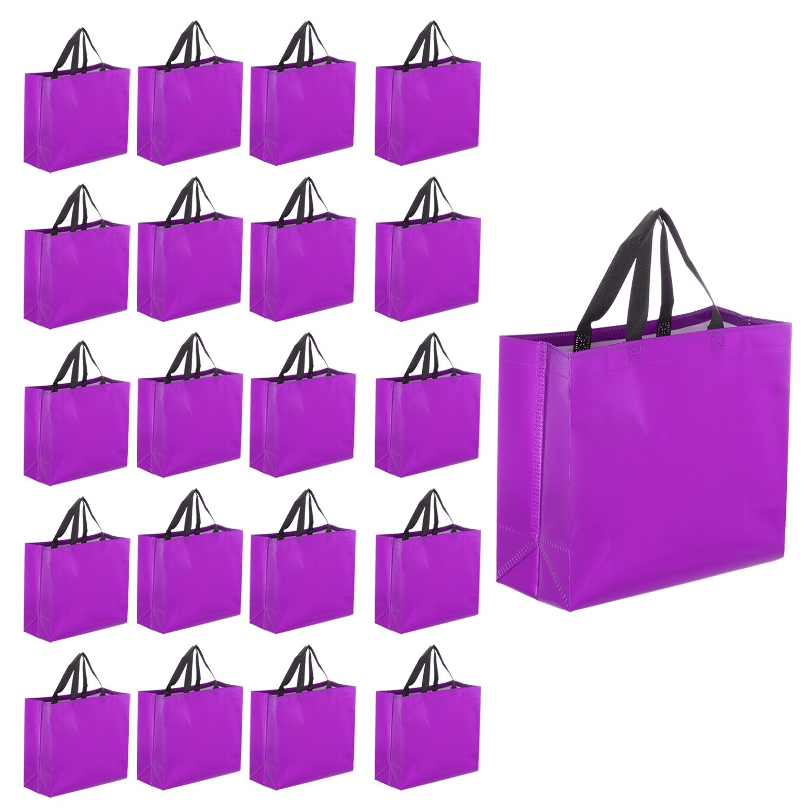 24Pcs Reusable Gift Bags with Handles 10.6 x 13 Inch Purple