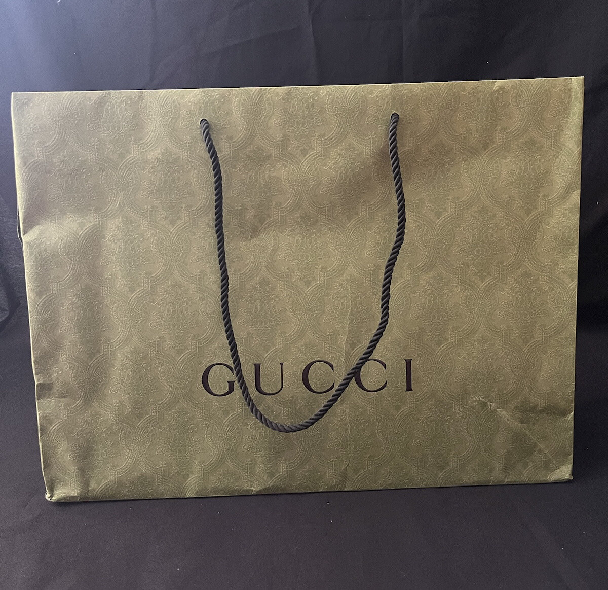 Gucci Paper Reusable Shopping Bag Rope Handle Green 14″ x 19″ x 7″