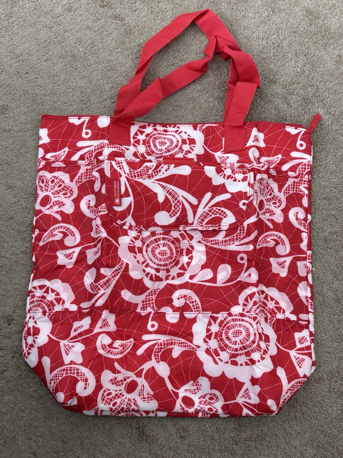 🔥California Innovations Insulated Market Tote Red/White, 17×6.25×15 Inches