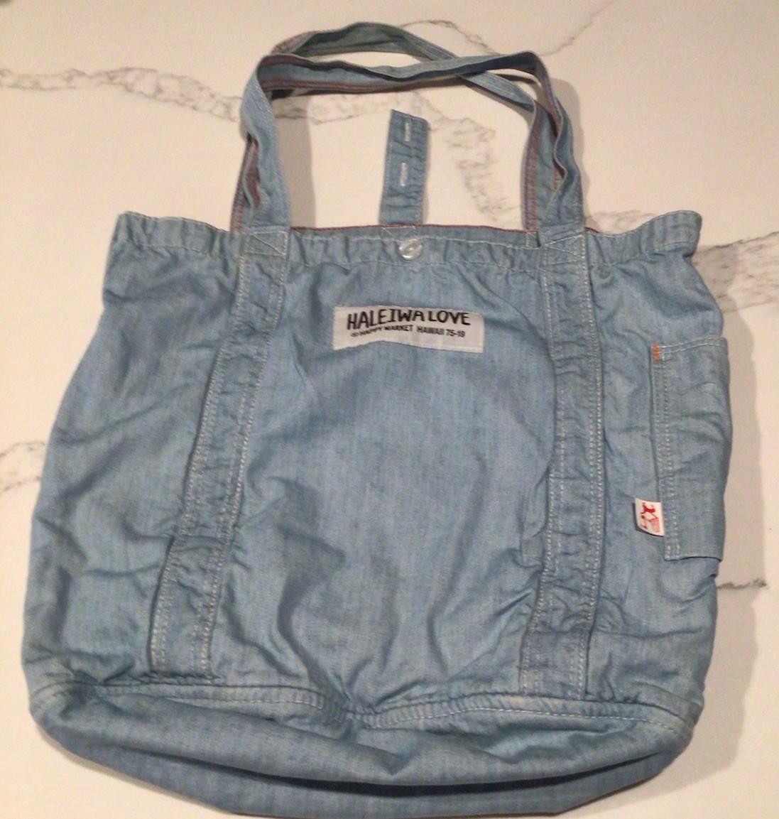Haleiwa Love Happy Market Hawaii Cotton Canvas Tote Bag Reusable