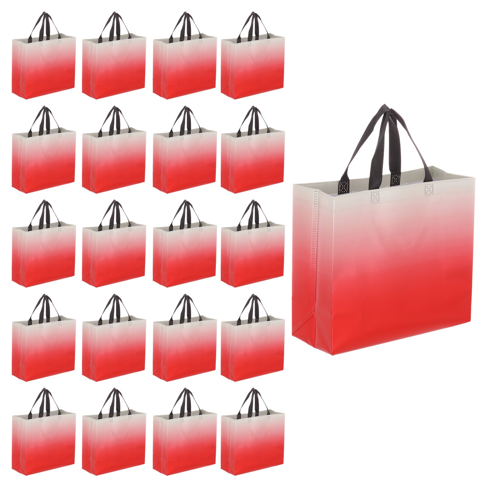 24Pcs Reusable Gift Bags with Handles 10.6 x 13 Inch Gradient Red White
