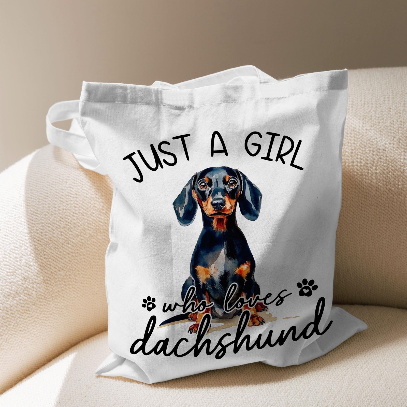 Just a Girl Who Loves Dachshund Dog Canvas Tote Bag for Books, Travel & Daily…