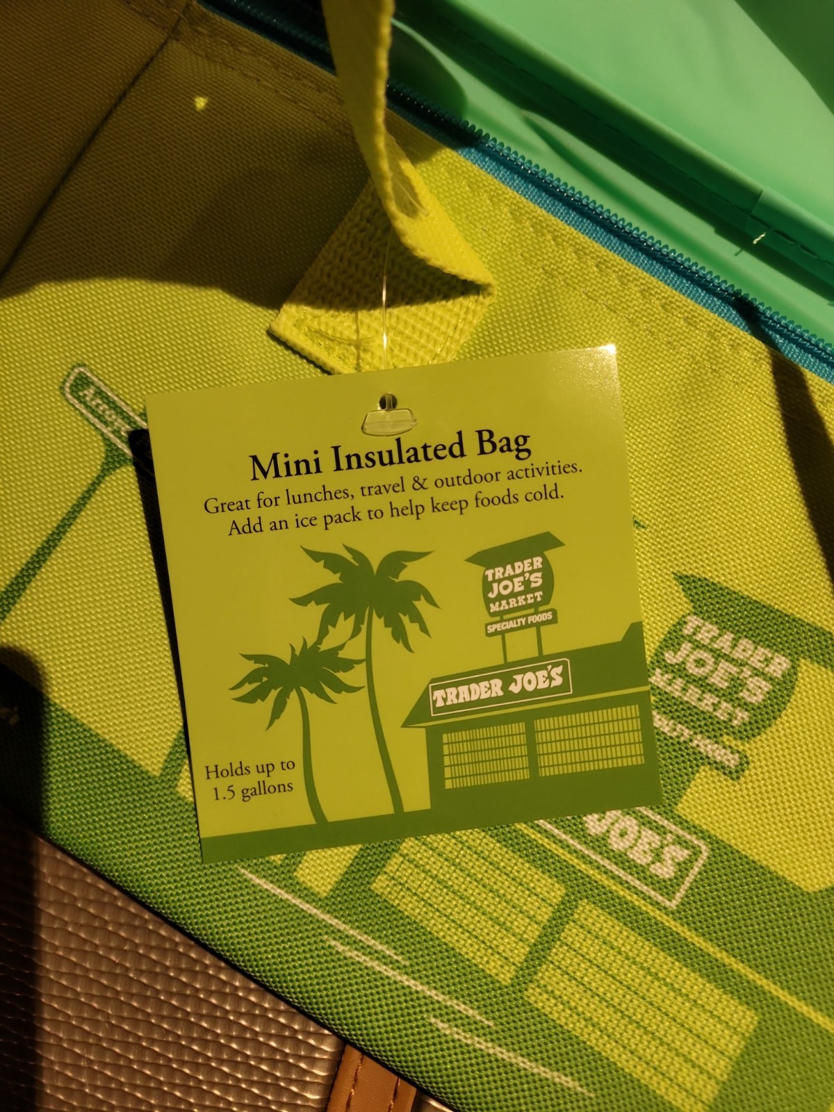 One Trader Joe’s Mini Insulated Bag Cooler 1.5 Gal Green Color