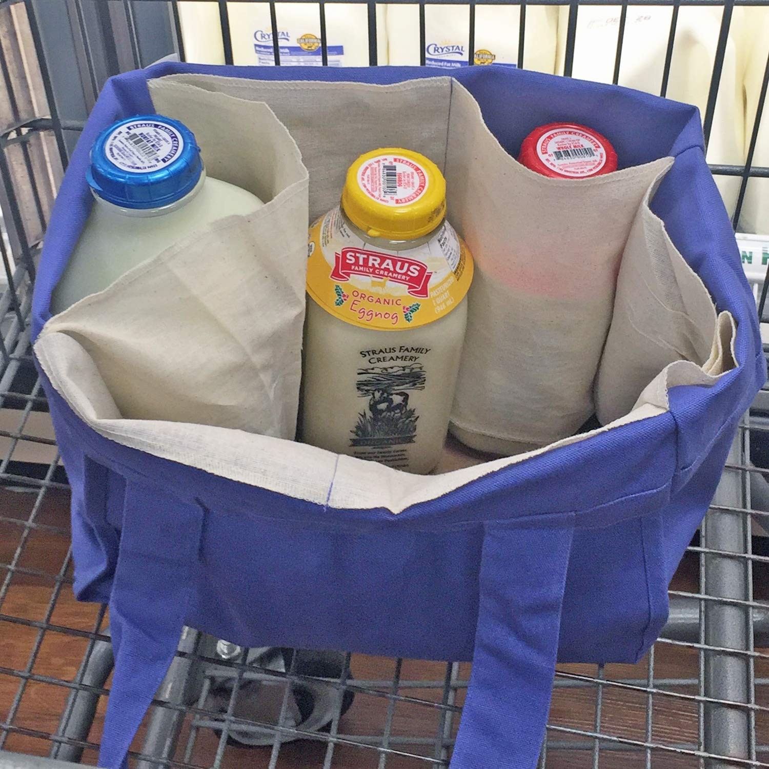 Simple Ecology Organic Cotton Deluxe Reusable Grocery Shopping Bag with Bottl…