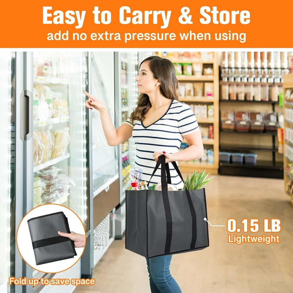 3 Pack Reusable Grocery Bags Heavy Duty Foldable Canvas Tote Large Shopping Ba