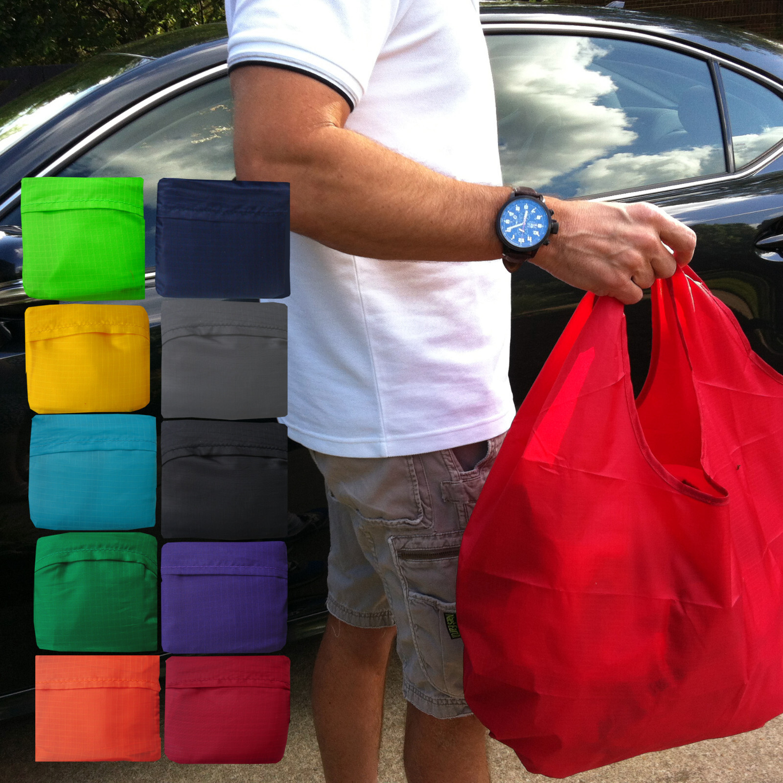 Large Reusable Eco Friendly Grocery Shopping Tote Bags | 12 Pack